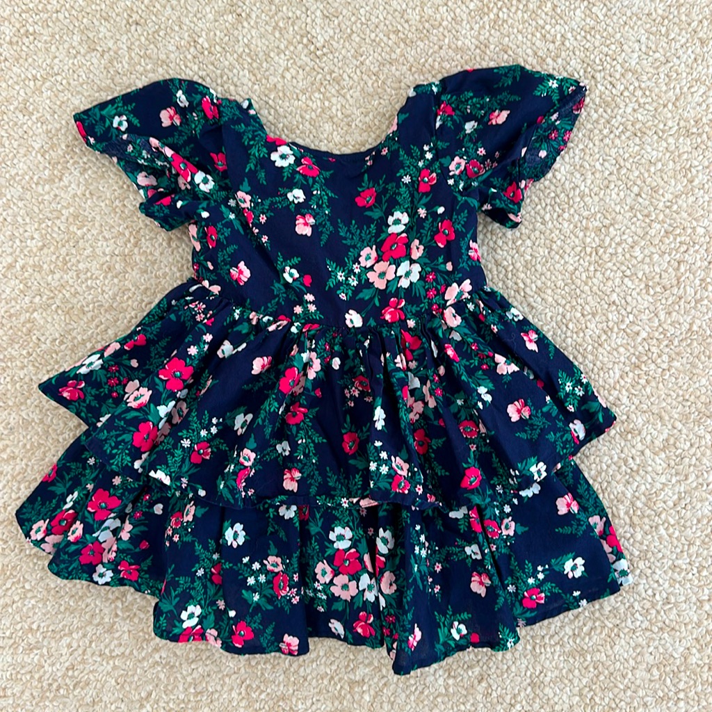 Janie And Jack Merchant Marine Floral Tiered Ruffle Dress